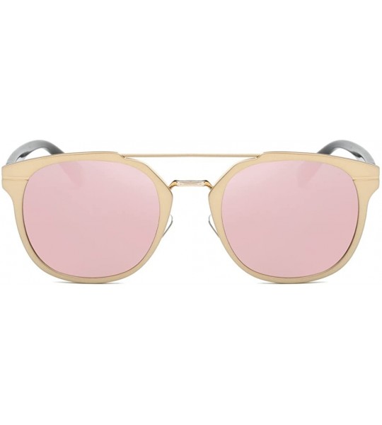 Wayfarer Vintage Fashion Round Polarized Sunglasses Full-rim Metal Frame Mirror Lenses - Gold/Pink - CT12LA1D55F $36.92