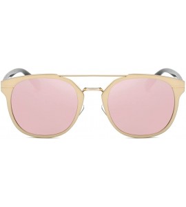 Wayfarer Vintage Fashion Round Polarized Sunglasses Full-rim Metal Frame Mirror Lenses - Gold/Pink - CT12LA1D55F $36.92