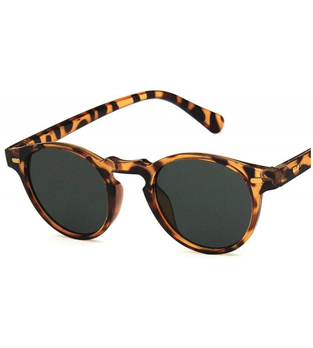 Oval Retro Small Oval Frame Sunglasses Mens Womens Dark Green Lens Mirror Vintage Leopard Shades Sun Glasses - C9197Y7C845 $4...