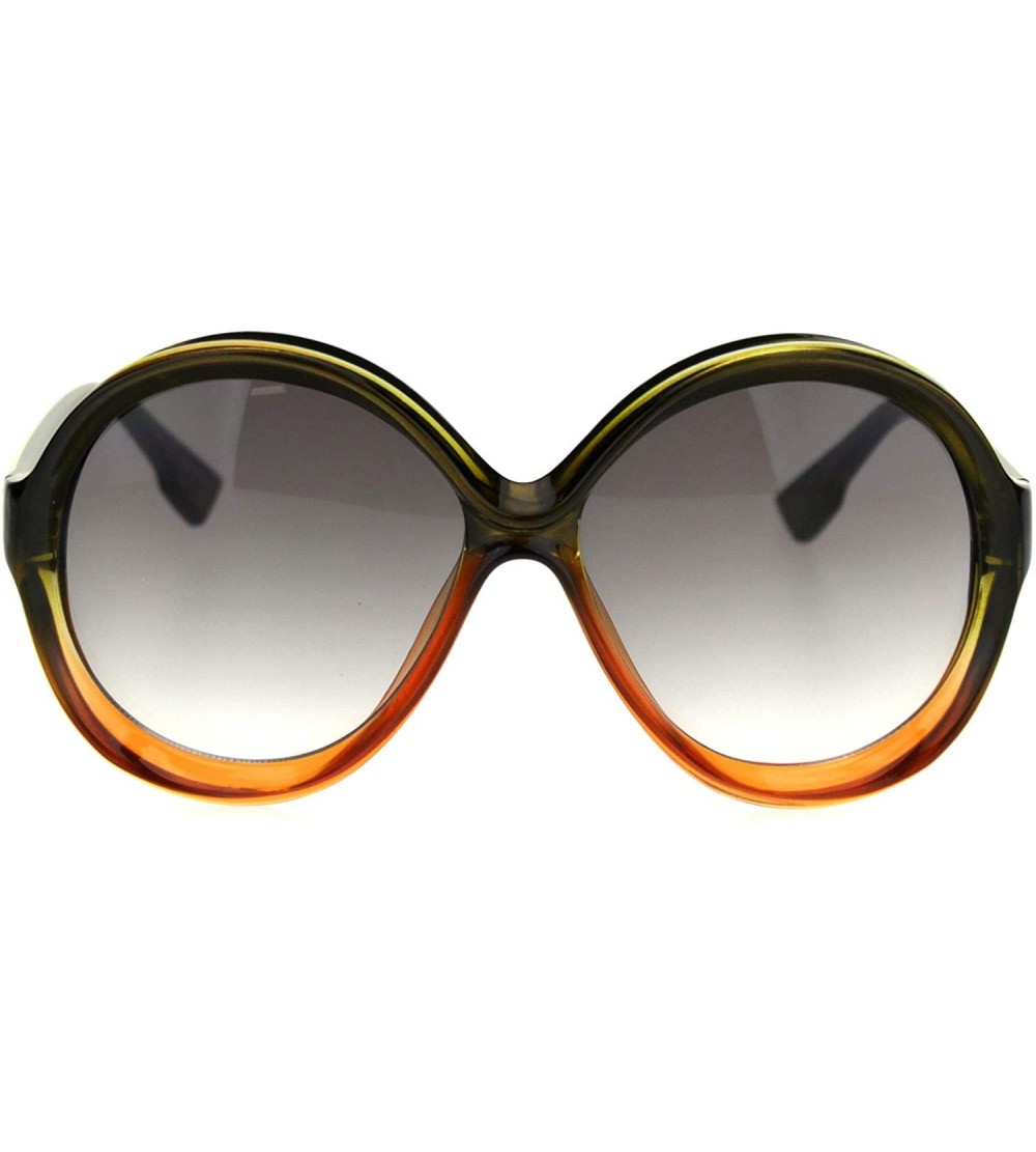 Butterfly Womens Thick Plastic Round Chic Retro Mod Sunglasses - Green Orange Smoke - CC18SM5R058 $19.24