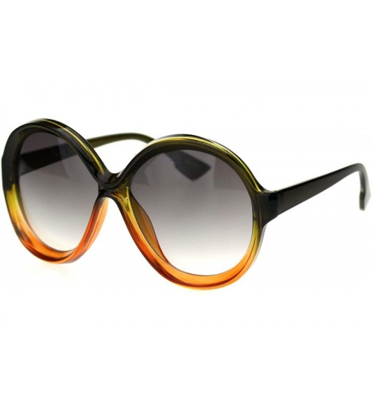 Butterfly Womens Thick Plastic Round Chic Retro Mod Sunglasses - Green Orange Smoke - CC18SM5R058 $19.24