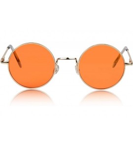 Round Retro Round Sunglasses Small Colored Lens Hippie John Lennon Glasses - 1 Orange - CY18W8CQ3CZ $21.92