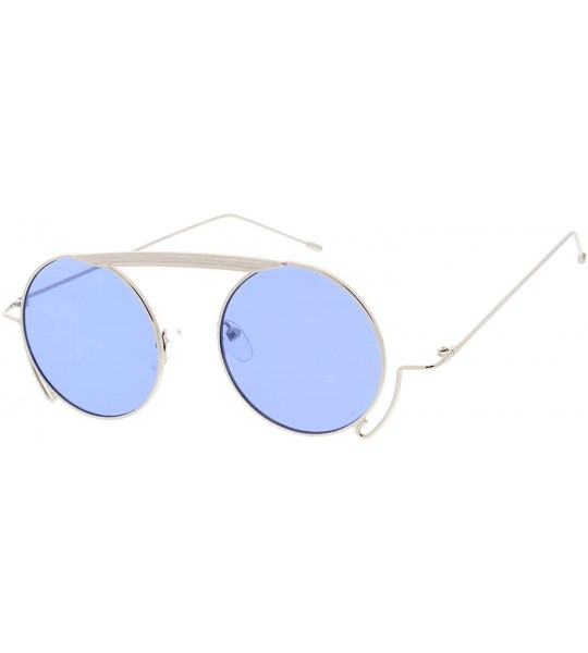 Round Sophisticated Round Frame Classics 70s Retro Fashion Sunglasses - Blue - CZ18USL40AA $21.05