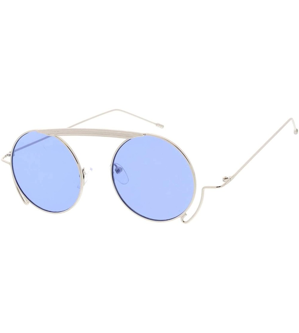 Round Sophisticated Round Frame Classics 70s Retro Fashion Sunglasses - Blue - CZ18USL40AA $21.05