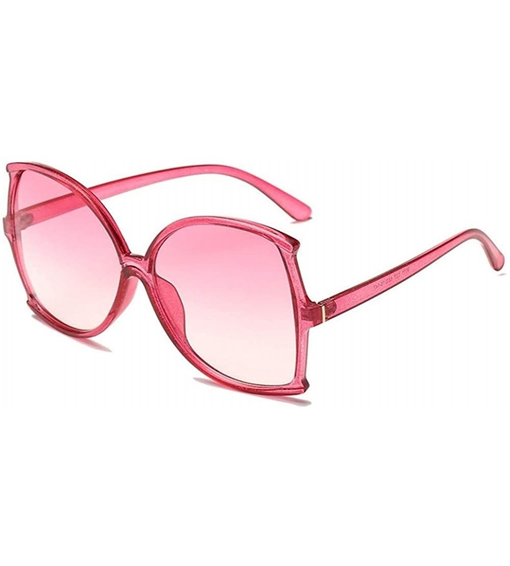 Oversized Oversize Butterfly Sunglasses for Women Big Fishtail Frame UV400 - C2 Pink Pink - CC198KQ9OWG $21.96