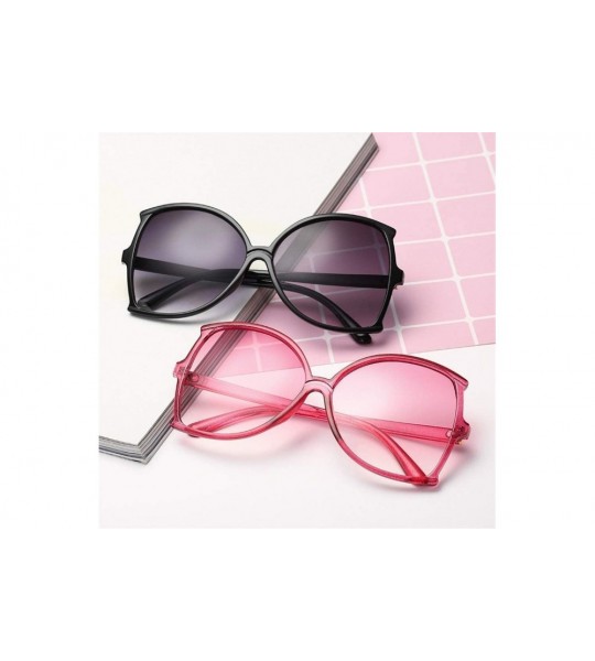 Oversized Oversize Butterfly Sunglasses for Women Big Fishtail Frame UV400 - C2 Pink Pink - CC198KQ9OWG $21.96