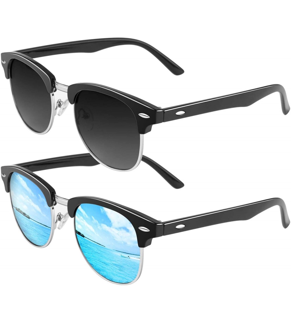Rimless Polarized Sunglasses for Men Driving Sun glasses Shades 80's Retro Style Brand Design Square - C818N0CSHL7 $29.57