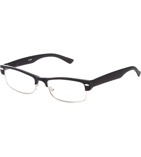 Square Unisex Clear Lens Sleek Half Frame Slim Temple Fashion Glasses - 1895 Rubber Black - CV11T162NY7 $17.98