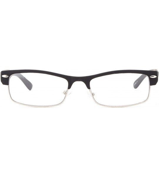 Square Unisex Clear Lens Sleek Half Frame Slim Temple Fashion Glasses - 1895 Rubber Black - CV11T162NY7 $17.98