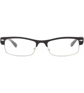 Square Unisex Clear Lens Sleek Half Frame Slim Temple Fashion Glasses - 1895 Rubber Black - CV11T162NY7 $17.98