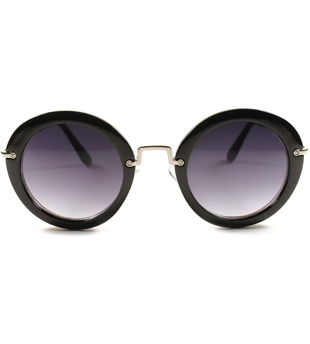 Round Retro Designer Fashion Stylish Upscale Womens Round Sunglasses - Smoke - CL18XGXTXG7 $20.16
