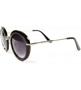 Round Retro Designer Fashion Stylish Upscale Womens Round Sunglasses - Smoke - CL18XGXTXG7 $20.16