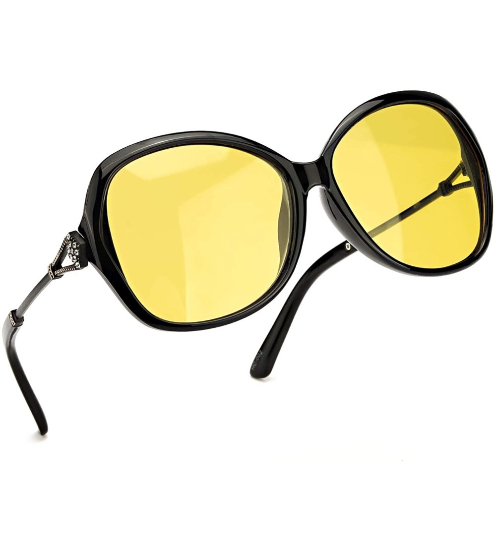 Oversized Night-Vision Driving Glasses for Women Anti-glare Glasses Oversized with HD Vision Safety Eyewear - CL18UL7WZIH $31.99