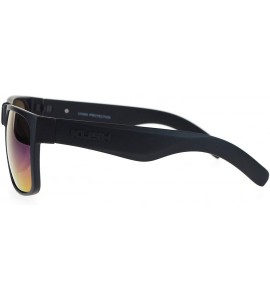 Rectangular Kush Mirror Lens Rectangular Horn Rim Sport Mens Sunglasses - Matte Black Teal - CR12O0YCXYC $18.56