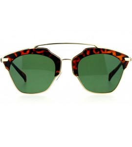 Wayfarer Metal Outline Double Bridge Retro Vintage Half Rim Sunglasses - Gold Tortoise Green - CC12G7GVPOR $24.03