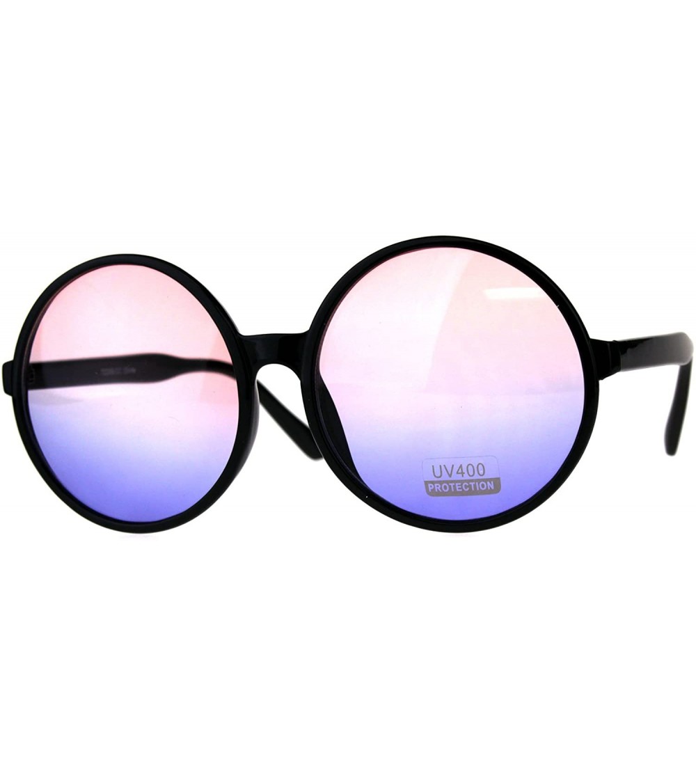 Oversized Womens Hippie Groove Tie Dye Gradient Lens Plastic Round Sunglasses - Pink Blue - C318DIA0CEK $21.98