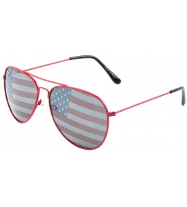 Aviator Color Frame USA Flag Classic Aviator Sunglasses - Red - CK199OMSX4U $26.66