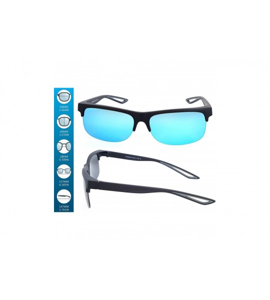 Wrap Fit Over Polarized Sunglasses Driving Clip on Sunglasses to Wear Over Prescription Glasses - Black-grey-blue - C518SMUOO...