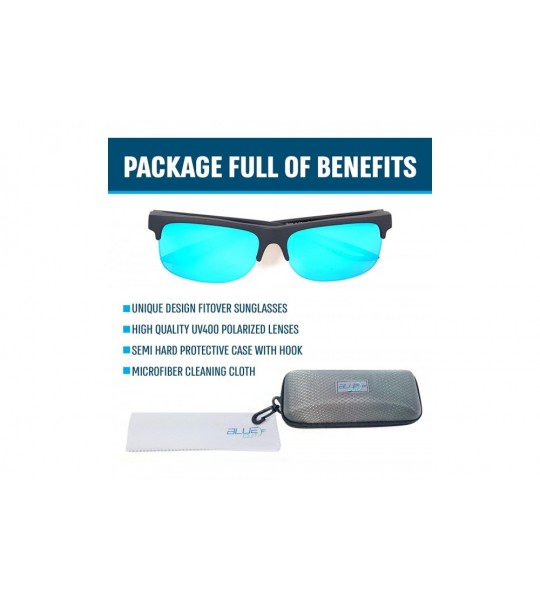 Wrap Fit Over Polarized Sunglasses Driving Clip on Sunglasses to Wear Over Prescription Glasses - Black-grey-blue - C518SMUOO...