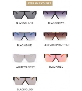 Square Oversize Square Brand Sunglasses For Women One Piece Top Flat Sun Glasses Mirror Shades - C4 - C9197ZHS2QD $18.13