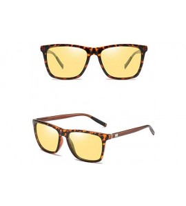 Square Unisex's Photochromic HD Night Vision Polarized Lens Sunglasses for Driving - Leopard Frame - C918NL7I7KX $34.31