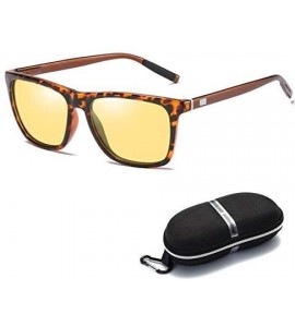 Square Unisex's Photochromic HD Night Vision Polarized Lens Sunglasses for Driving - Leopard Frame - C918NL7I7KX $34.31