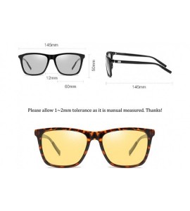 Square Unisex's Photochromic HD Night Vision Polarized Lens Sunglasses for Driving - Leopard Frame - C918NL7I7KX $34.31