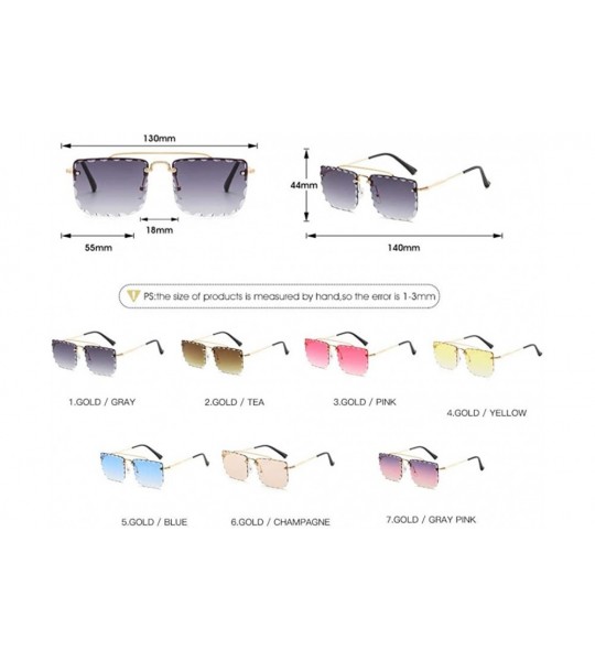 Rimless Sunglasses Womens Rimless Square Eyewear Retro Oversized Diamond Cut Glasses Mens Vintage Frame Sunglasses - CO198Q47...