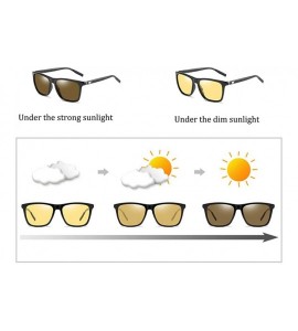 Square Unisex's Photochromic HD Night Vision Polarized Lens Sunglasses for Driving - Leopard Frame - C918NL7I7KX $34.31