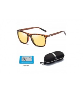 Square Unisex's Photochromic HD Night Vision Polarized Lens Sunglasses for Driving - Leopard Frame - C918NL7I7KX $34.31