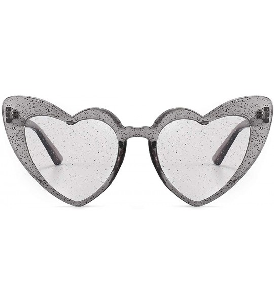 Goggle Heart Shaped Sunglasses For Women Vintage Clout Goggle Cat Eye Glitter stylish Love Glasses - CJ1976NUSEX $17.69