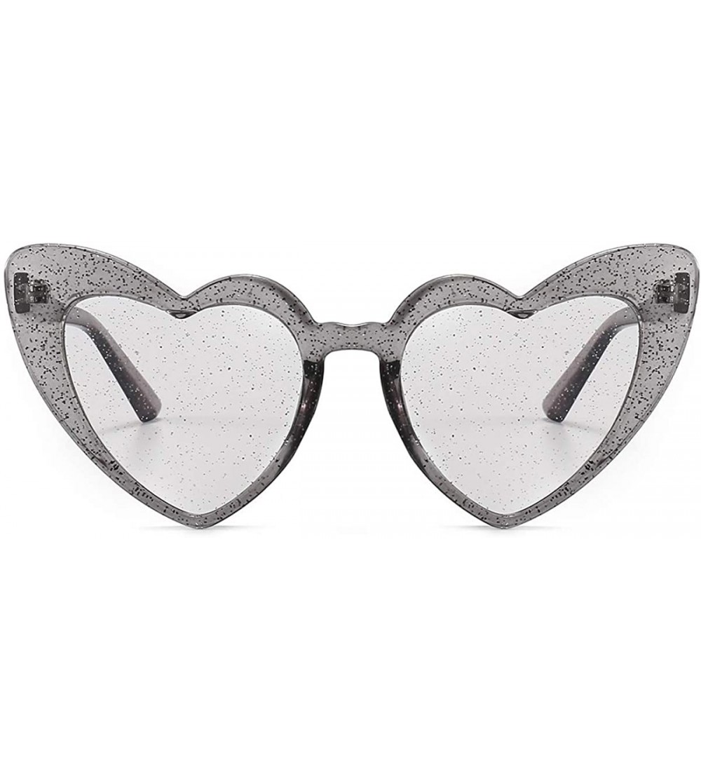 Goggle Heart Shaped Sunglasses For Women Vintage Clout Goggle Cat Eye Glitter stylish Love Glasses - CJ1976NUSEX $17.69