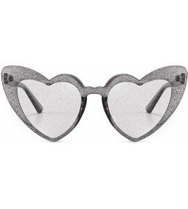 Goggle Heart Shaped Sunglasses For Women Vintage Clout Goggle Cat Eye Glitter stylish Love Glasses - CJ1976NUSEX $17.69