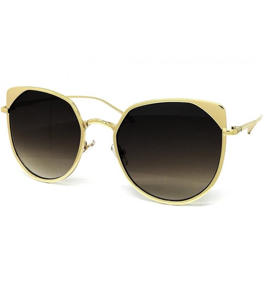 Aviator 6674 Premium Retro Cats eye Mirror Funky Fashion Candy Flat Metal Aviator Sunglasses - Metal - CX1832AXQWH $25.73