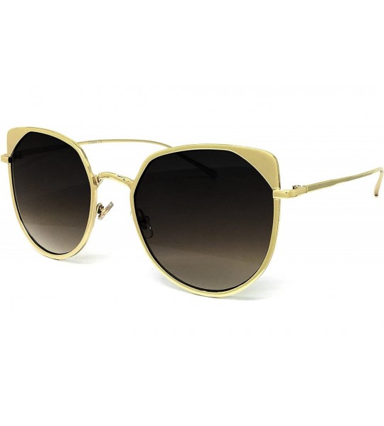 Aviator 6674 Premium Retro Cats eye Mirror Funky Fashion Candy Flat Metal Aviator Sunglasses - Metal - CX1832AXQWH $25.73