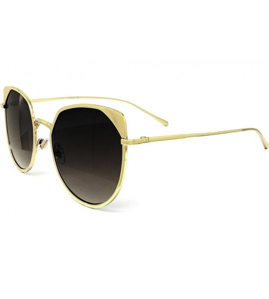 Aviator 6674 Premium Retro Cats eye Mirror Funky Fashion Candy Flat Metal Aviator Sunglasses - Metal - CX1832AXQWH $25.73