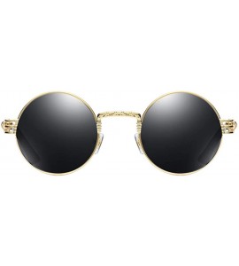 Round Polarized round sunglasses women steampunk metal sun glasses men traveling - Gold With Black - C818KDM85WO $18.89