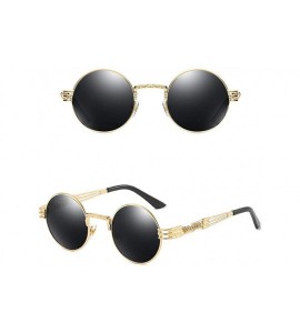 Round Polarized round sunglasses women steampunk metal sun glasses men traveling - Gold With Black - C818KDM85WO $18.89