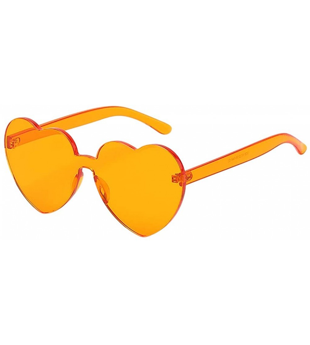 Rimless Fashion Heart Shaped Sunglasses for Women Eyewear Frameless Glasses - Orange - CS199AM7O8C $15.67