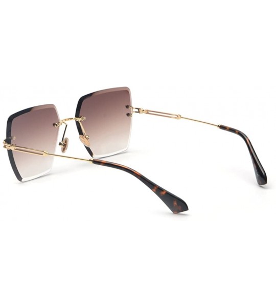 Rimless Square Sunglasses Rimless Sun Glasses Women Gradient Metal Frame - Brown - CV18DNKRERU $20.13