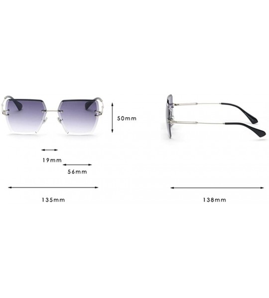 Rimless Square Sunglasses Rimless Sun Glasses Women Gradient Metal Frame - Brown - CV18DNKRERU $20.13