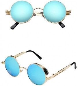 Wrap Men's and women's universal classic steampunk sunglasses sunglasses - Cyan/2 - C318T4XH4E7 $21.06