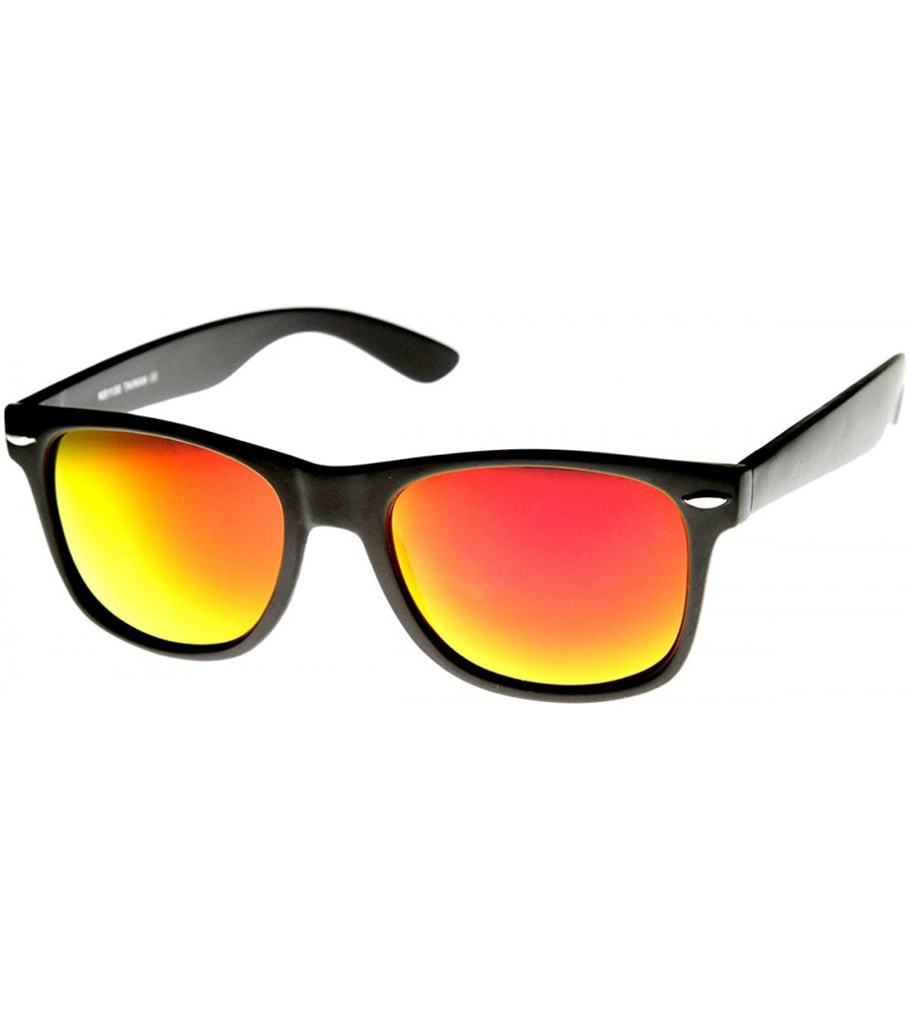 Wayfarer 8025 Retro Matte Black Horned Rim Flash Colored Lens Sunglasses- Black Fire- 50mm - CY118H3NCE5 $19.13