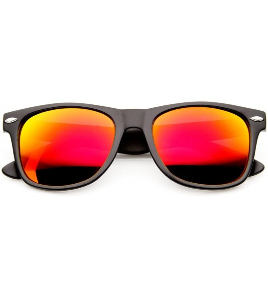 Wayfarer 8025 Retro Matte Black Horned Rim Flash Colored Lens Sunglasses- Black Fire- 50mm - CY118H3NCE5 $19.13