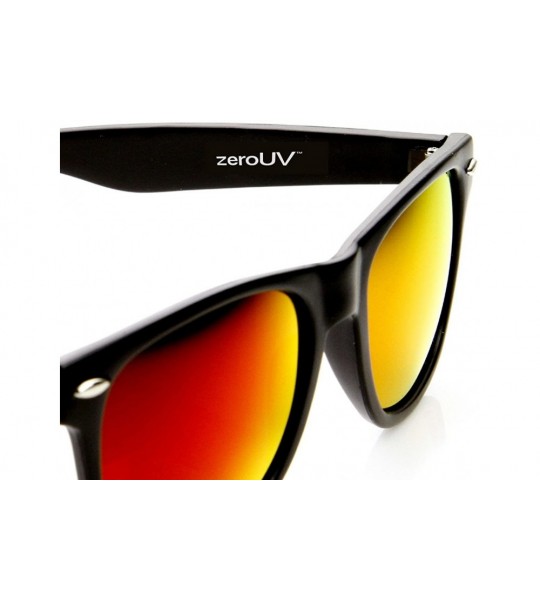 Wayfarer 8025 Retro Matte Black Horned Rim Flash Colored Lens Sunglasses- Black Fire- 50mm - CY118H3NCE5 $19.13