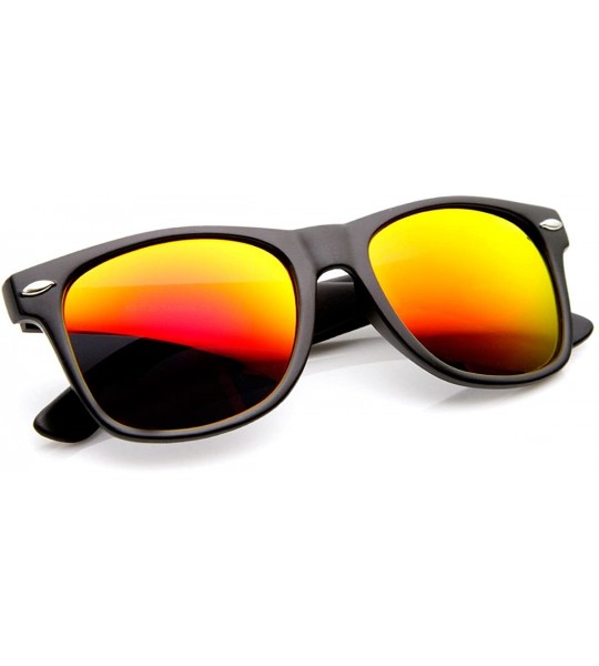 Wayfarer 8025 Retro Matte Black Horned Rim Flash Colored Lens Sunglasses- Black Fire- 50mm - CY118H3NCE5 $19.13