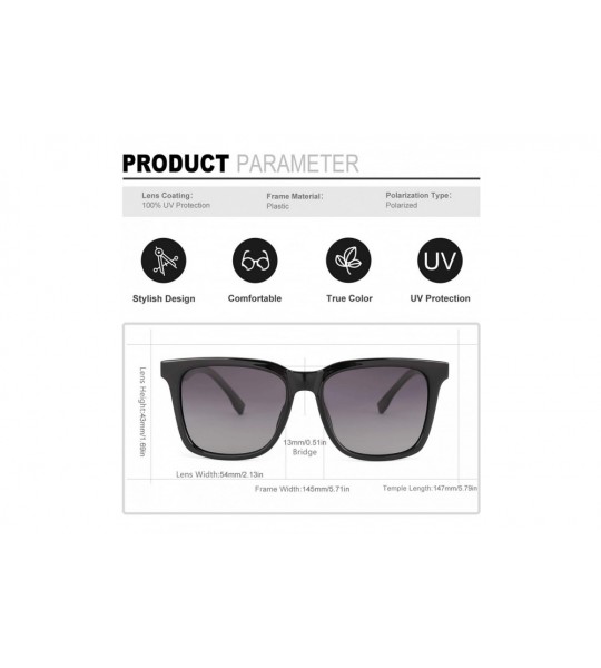 Oversized Classic Oversized Sunglasses for Women Polarized Lens Durable Plastic Frame 100% UV400 Protection - 6802black - CJ1...