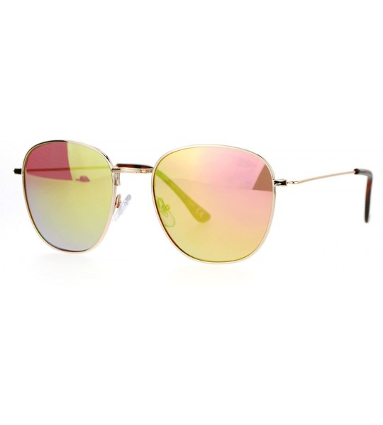 Rectangular Retro Vintage Style Flat Lens Mirrored Mirror Lens Metal Rectangular Sunglasses - Gold Peach - CY12FV98SFP $22.29