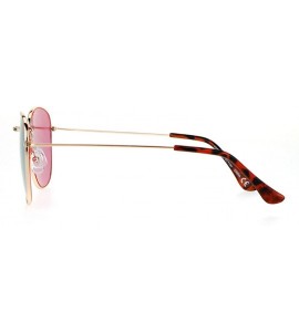 Rectangular Retro Vintage Style Flat Lens Mirrored Mirror Lens Metal Rectangular Sunglasses - Gold Peach - CY12FV98SFP $22.29