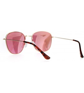 Rectangular Retro Vintage Style Flat Lens Mirrored Mirror Lens Metal Rectangular Sunglasses - Gold Peach - CY12FV98SFP $22.29